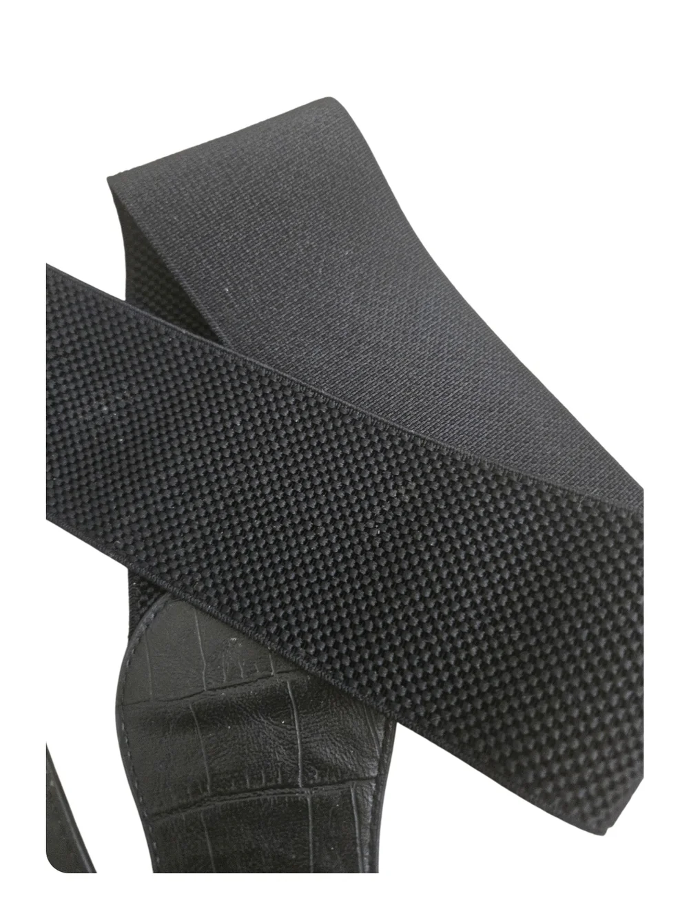 4/$15 Black Elastic Stretch Belt with Silver Buckle Women's